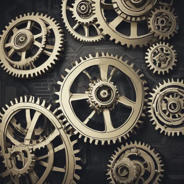 A meticulously crafted mechanical clock depicting the USPTO examining gears in motion, representing the crucial role of patent evaluations in fostering innovation.