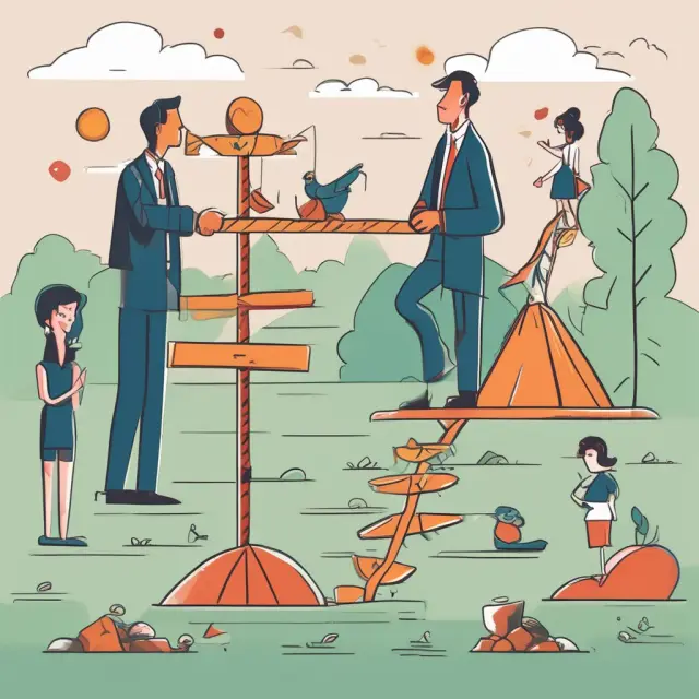 See-saw balancing utility customers and revenues, symbolizing financial sustainability