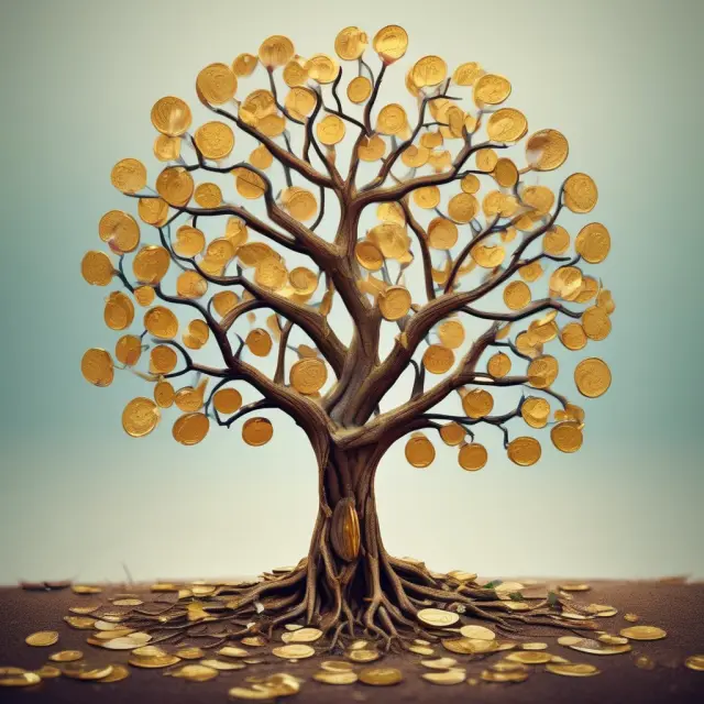 Image of a gold-coin tree growing from the roots of economic utility theory, symbolizing various utility investment opportunities