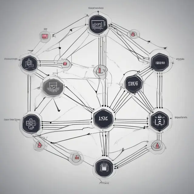 Ledger with interlinked UTXOs representing spent and new outputs in a digital cryptocurrency transaction