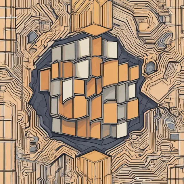 An array of interlocking puzzle pieces symbolizing UTXOs from past transactions in a blockchain network