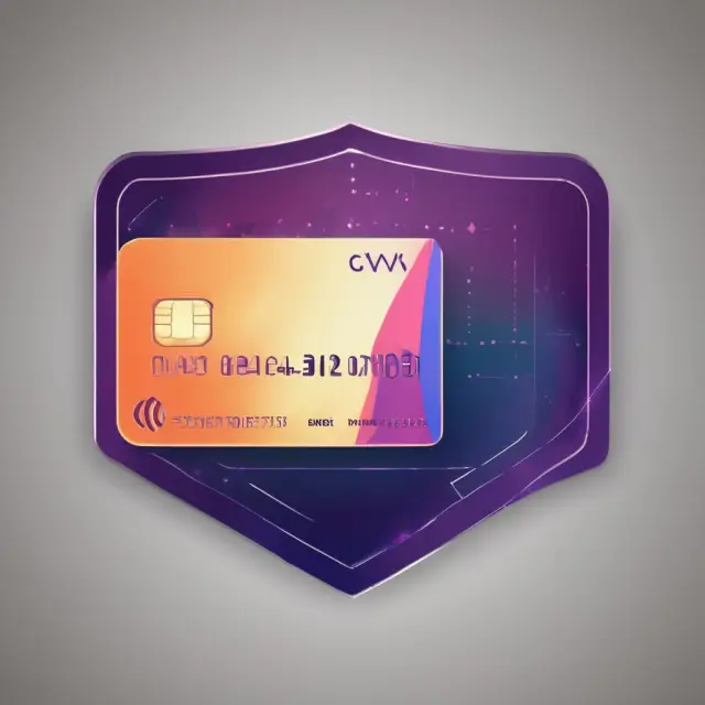 A digital credit card with a CVV code as a shield, protecting it from cyber threats