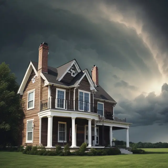 VA loan shielding a house from a storm, representing the financial security and favorable terms provided to veterans