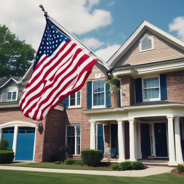 Image of a VA loan terms flag symbolizing no down payment, no mortgage insurance, and flexible financing