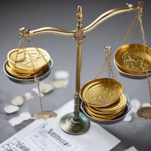 Scale comparing cost of valuable papers insurance (premiums) to potential savings, with documents symbolizing protected assets.
