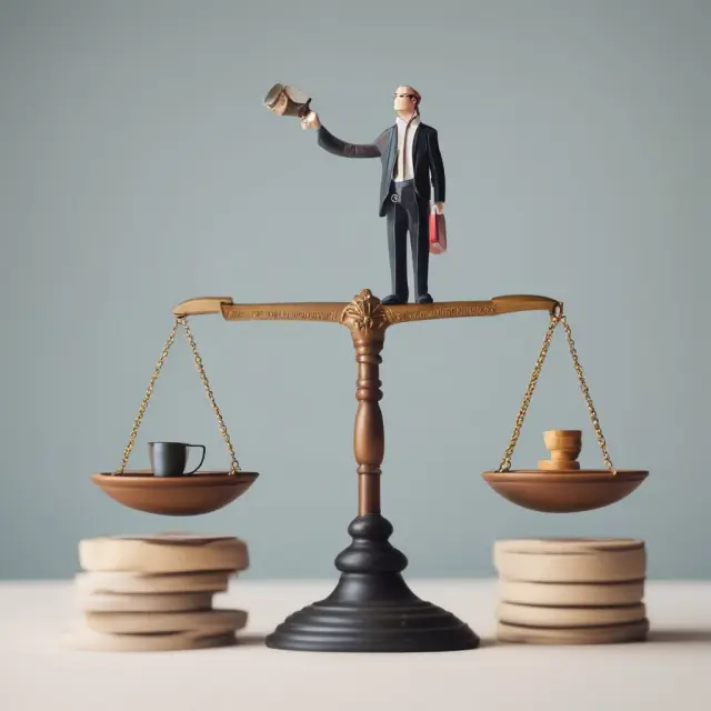 Person weighing property items on a scale to determine worth for insurance coverage