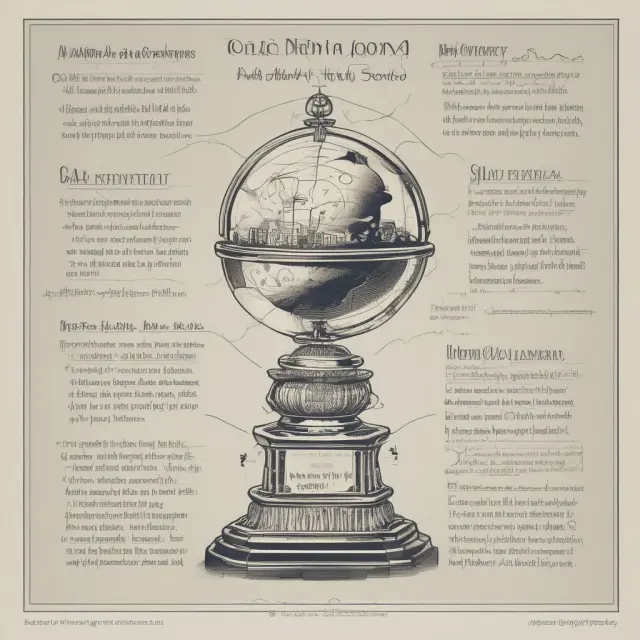 An open CSO mortality table displayed as a crystal ball, with policy price tags appearing around individuals at various ages, symbolizing accurate life expectancy assessments for insurance pricing