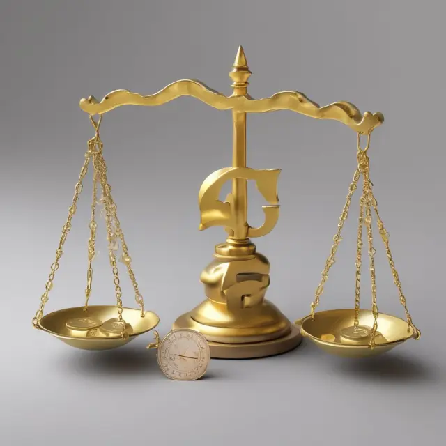 Investor weighing present value of an annuity against a discount rate on a golden scale