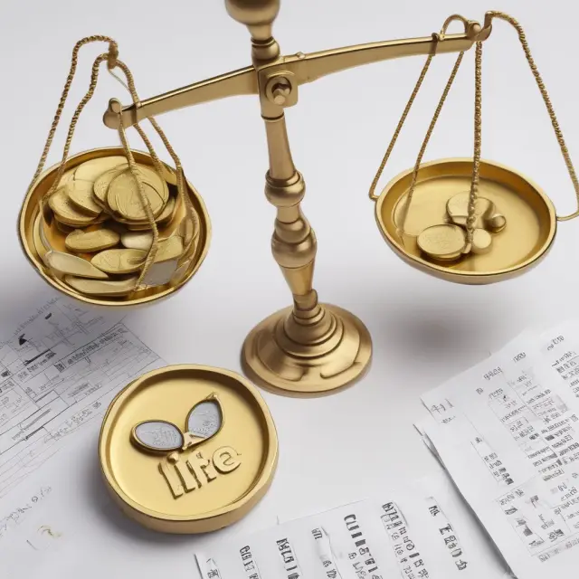 Balancing scales with insurance policies and gold coins representing adequate policy reserves