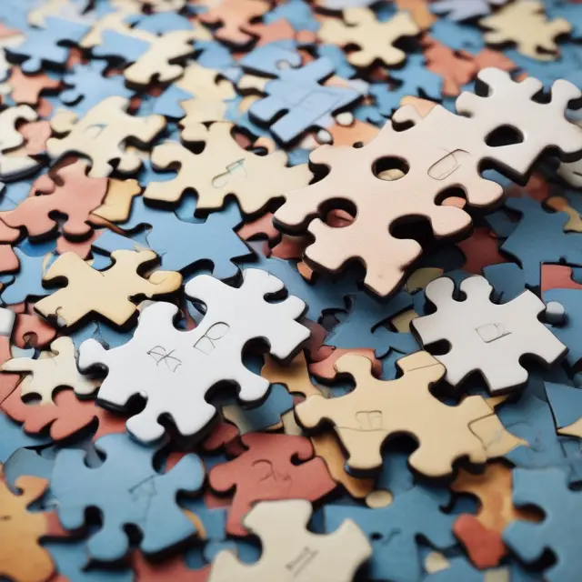 Jigsaw puzzle depicting interlocking pieces symbolizing various insurance policies and their corresponding valuation premiums.
