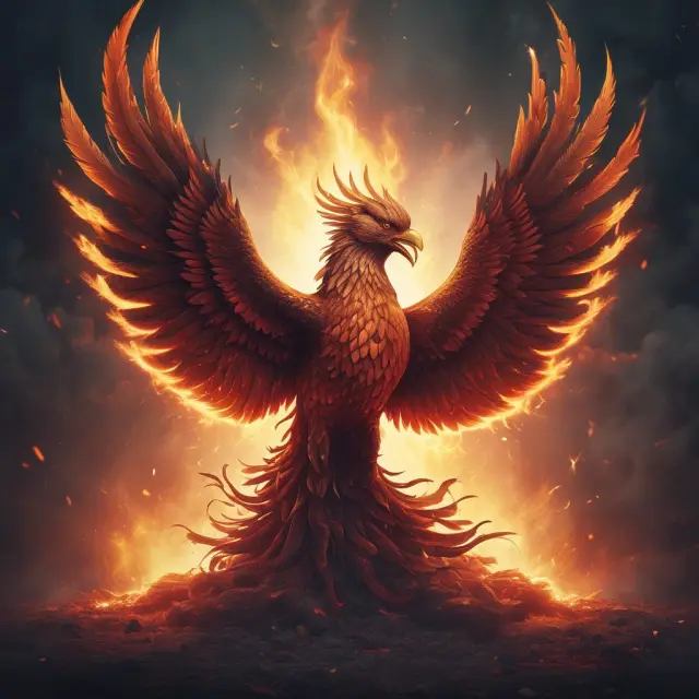 A majestic Phoenix rising from a pile of investment assets symbolizes the role of insurance valuation reserves to ensure financial stability