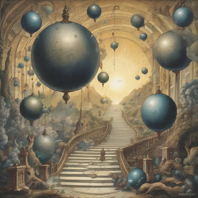 A wizard holding two magical orbs: one illustrating Capital Asset Pricing Model (CAPM) with risk components, and the other showcasing Dividend Discount Model (DDM), emphasizing future dividends.