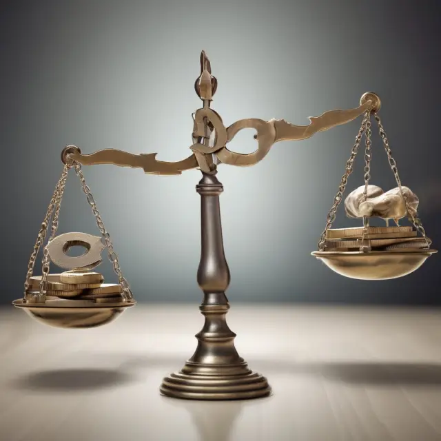 A seesaw with market capitalization represented by one scale and asset-based calculation on the other, balancing a company