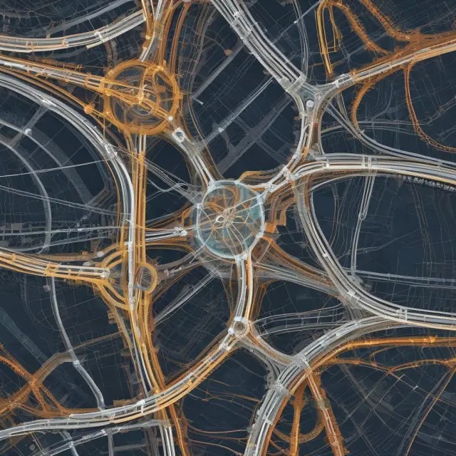 A network of interconnected gears symbolizing the efficiency and accuracy improvements offered by Value-Added Networks