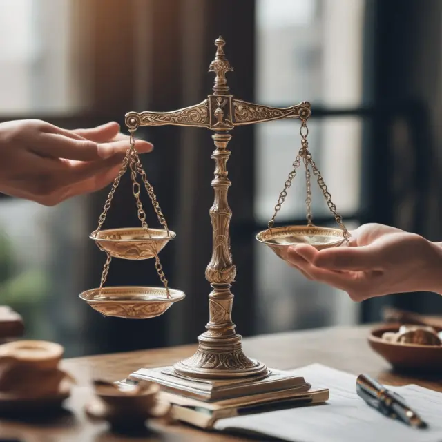 Image of scales representing value change with market conditions influencing the balance, hands forming sentiment waves, and a person analyzing company reports