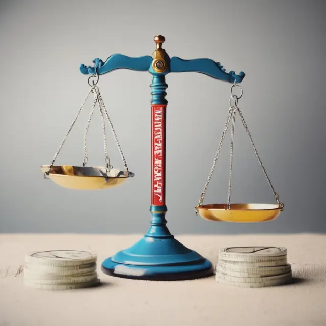 Scales representing the value change of $50 billion XYZ Corporation, illustrating a 20% increase in intrinsic worth