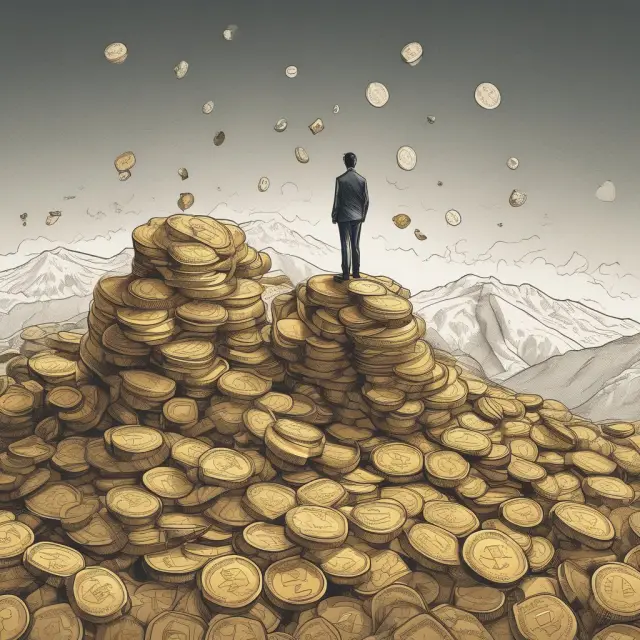 An investor weighs risks amidst decreasing investment values, represented by gold coins. Value deflation impacts returns and risk management.