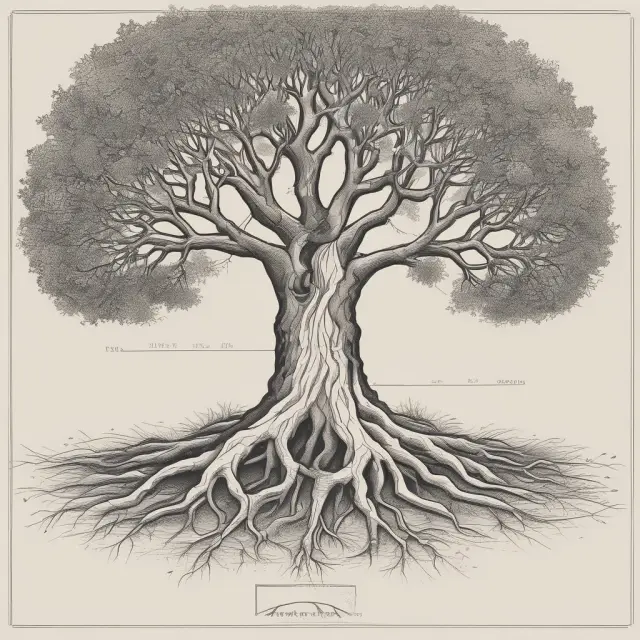 An illustration of value mapping and value tree analysis as interconnected roots forming a tree, symbolizing the systematic growth of cost savings through effective value engineering techniques.