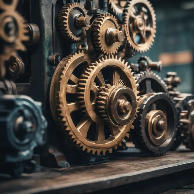 Gears turning efficiently in a machinery, illustrating how Value Engineering enhances business processes and functionality