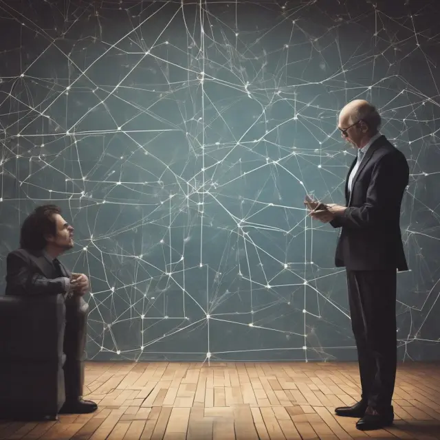 An institutional investor scrutinizes a complex value network, revealing key relationships and hidden opportunities
