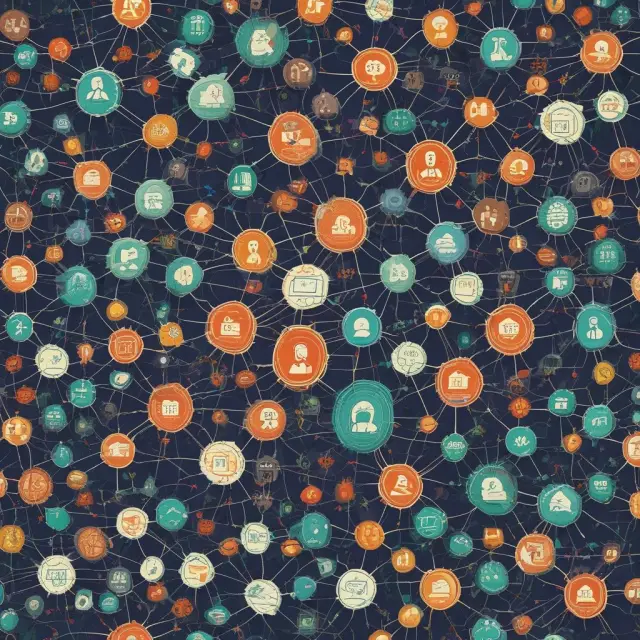 A captivating image of an interconnected web of nodes, representing various entities within a value network, linked by essential connections