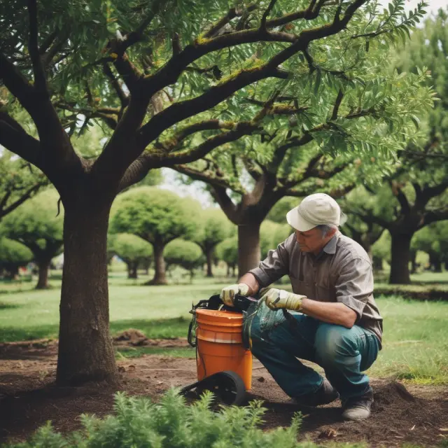 A gardener tends to a flourishing orchard of inventory trees, using ISO CP 13 10 forms as pruning shears to maintain appropriate coverage
