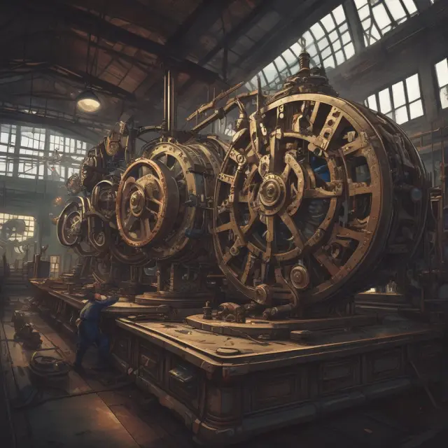 Factory churning out accurate value reporting forms with gears symbolizing frequency and accuracy