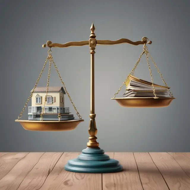 A set of scales representing potential penalties for incorrectly reporting property values, with one side illustrating underinsurance and the other overinsurance.
