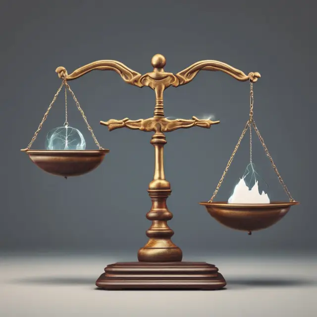 An electric balance scale with risk factors and potential losses on either side, illustrating Value of Risk analysis for effective risk management