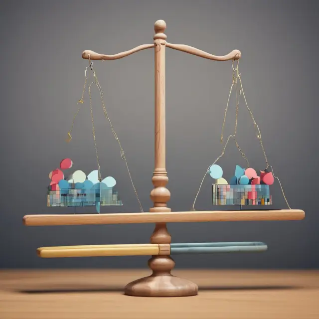 Scales with multiple tips symbolizing various data sources balanced to calculate objective Value of Risk