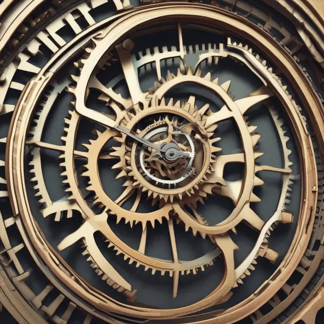 A clock face with interconnected cog gears representing components of Value of Risk shifting position to illustrate ongoing assessment and updates
