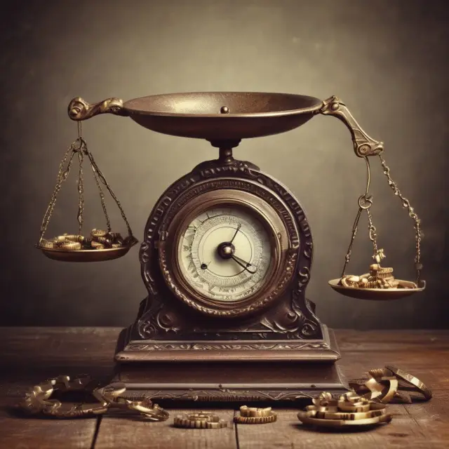 An antique scale illustrating the historical growth and progression of Value-Added Tax through the ages.