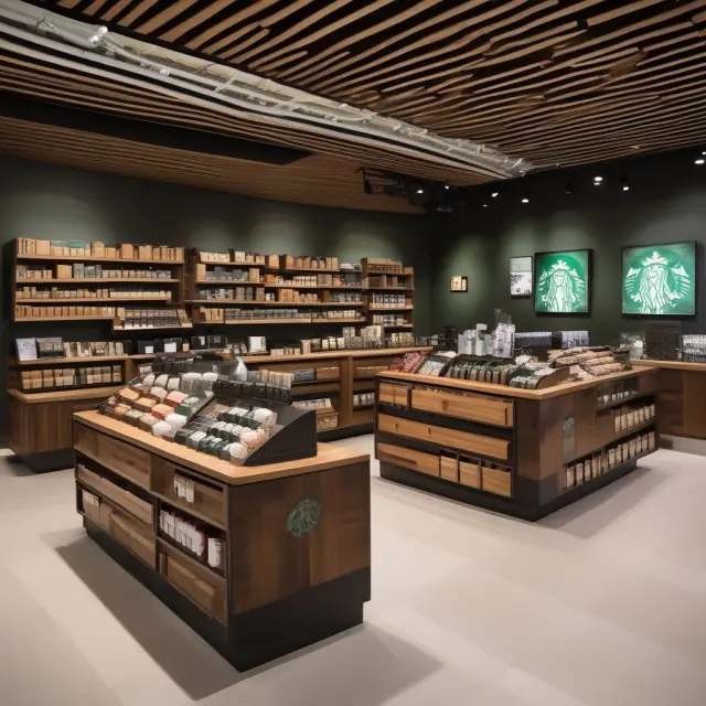 An image depicting the Starbucks logo with an innovative store-within-a-store concept, enhancing inbound logistics and creating a competitive advantage