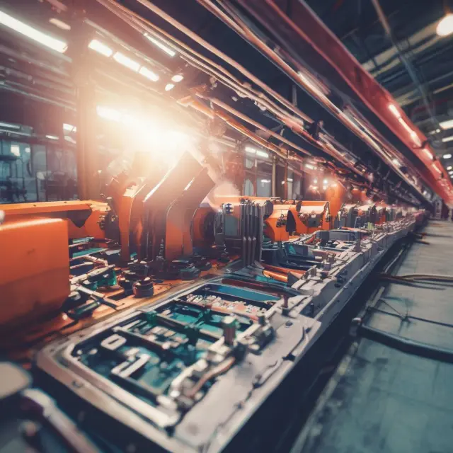 A heart pumping gears, symbolizing operational efficiency in product development and manufacturing processes