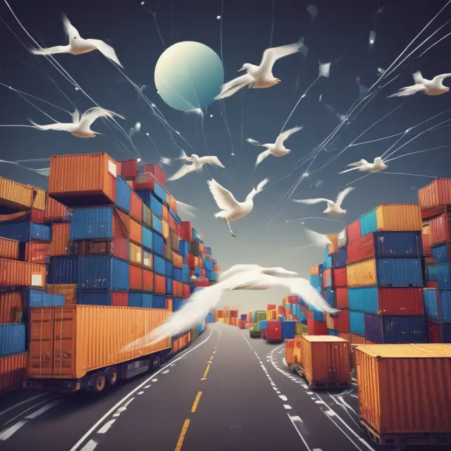 An image of an elegantly flowing swan symbolizing efficient outbound logistics, transporting goods from factories to customers