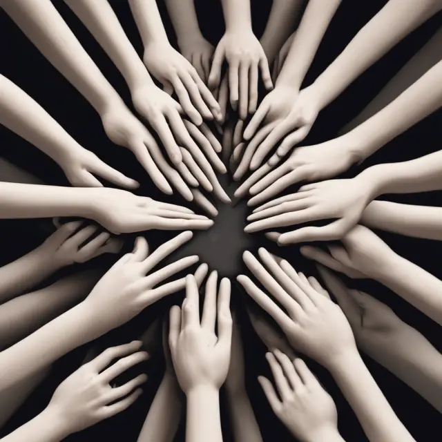 An empowered hand sculpting employees in a dynamic workplace, symbolizing the impact of effective human resources management on a company