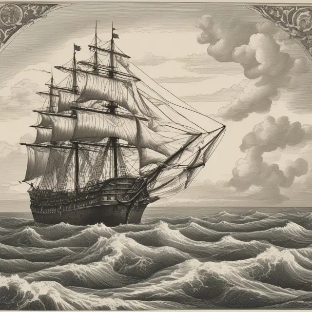 A map illustrating a valued marine policy, symbolizing a ship safely sailing towards its pre-determined financial treasure