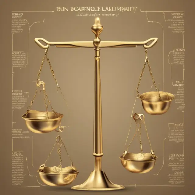 Image of golden scales balanced by intricately linked value dates, symbolizing the balance in financial markets