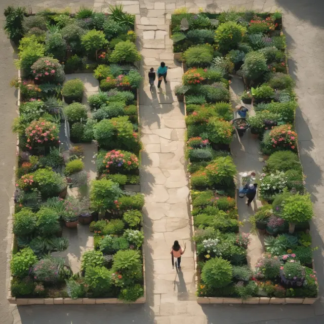A lush, vibrant garden filled with healthy businesses, each tended to by a clear and effective value proposition