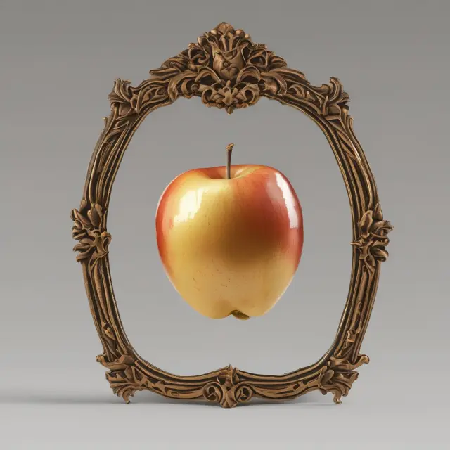 An image of a tarnished golden apple on a mirror, symbolizing the deceptive nature of a value trap