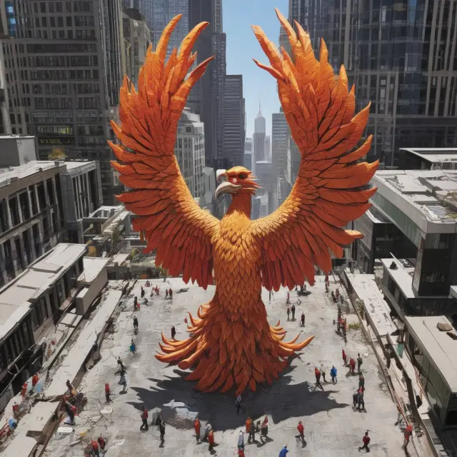 A mythical Phoenix arises above the new TSX Venture Exchange headquarters in Calgary, symbolizing the exchange
