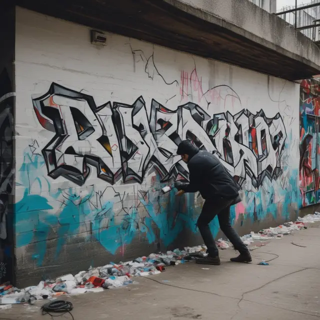 Vandalism caused by spray paint; common causes include personal disputes and teenage pranks.