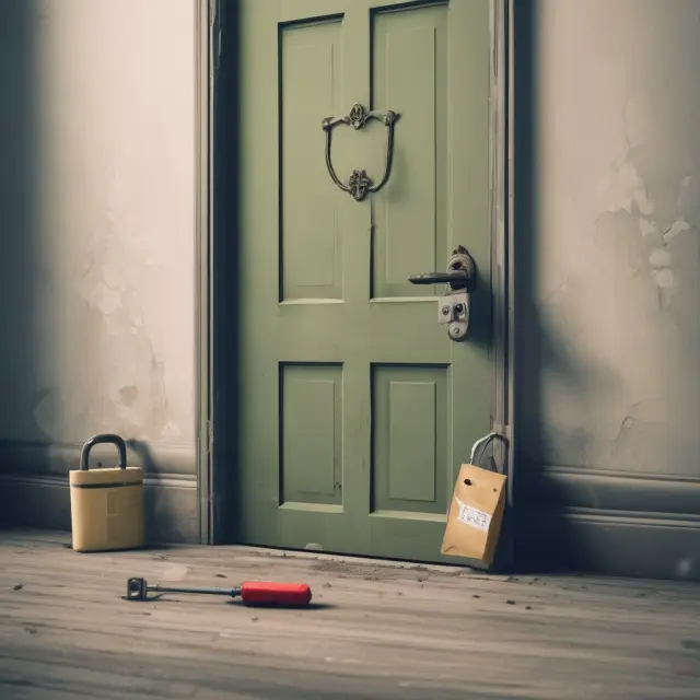 An image of a locked door with a