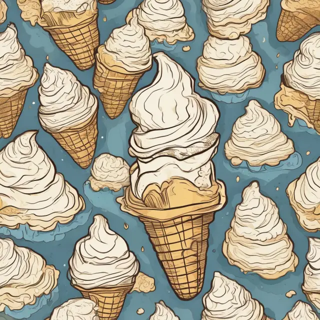 A single vanilla ice cream cone surrounded by complex elements, symbolizing the limitations and challenges of vanilla strategies in business.