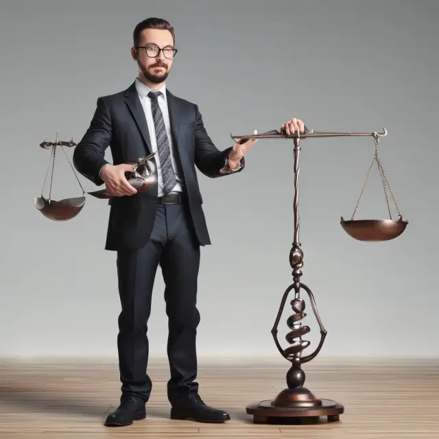 Options trader examining premiums on a scale against underlying asset volatility