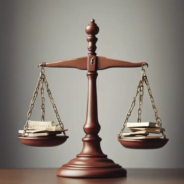 A balance scale illustrating the pros and cons of vanishing premium policies, with each side holding symbols representing their respective benefits and challenges.