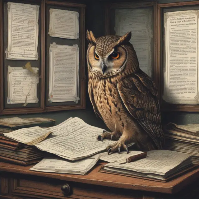 An oracle owl, a symbol of wisdom, scrutinizes three interconnected credit reports to reveal valuable insights on borrowers’ financial history and predictive behavior for institutional investments