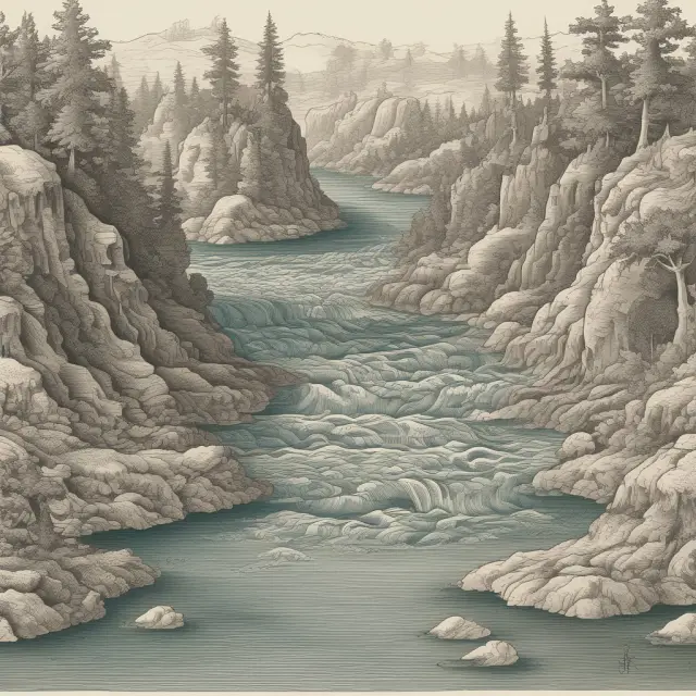 A meandering river representing historical data influencing Value at Risk (VaR) calculation.