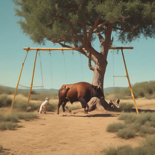 A bull and bear sitting on opposite ends of a seesaw, measuring the difference between their heights (range) to represent investment risk and volatility