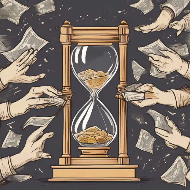 Hands pouring funds between two halves of an hourglass - accumulation and annuitization phases in annuity investment